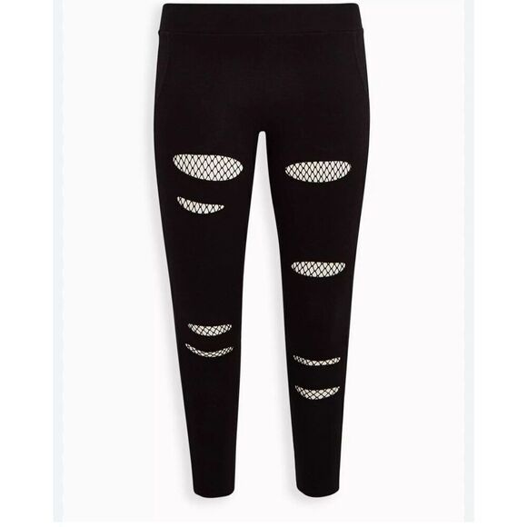 Torrid premium Full-Length Mesh Slit Pocket Legging pants distressed - Picture 3 of 7